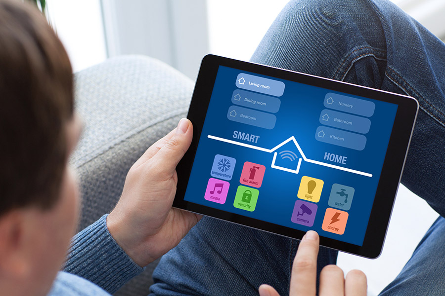 home automation screen on a tablet